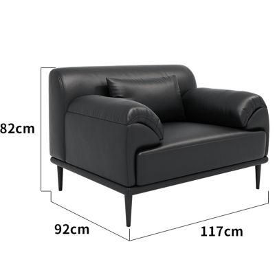 Black Faux Leather Metal Basement Couch 1+1+2 Seat