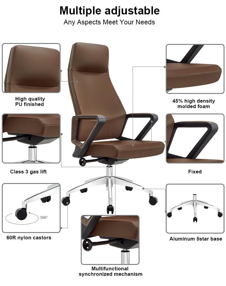 High Quality Luxury High Back Boss Modern Design Black Executive PU Leather Chair