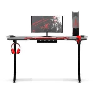 Oneray Professional Design Adjustable Gaming Computer Desk Table with Multi Colored LED Lights and Cup Holder 1.4m