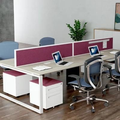 High Tech Office Workstations White Desktop Concept Four People Office Workstation for 4 People