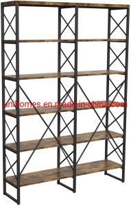 Industrial Bookshelf 5 Tier, Rustic Wood Etagere Bookcase, Metal Tall Book Shelf with Open Shelving Unit
