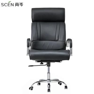 PU Swivel Chair Aluminium Executive Manager Leather Office Chair High Back Luxury Revolving Leather Chair