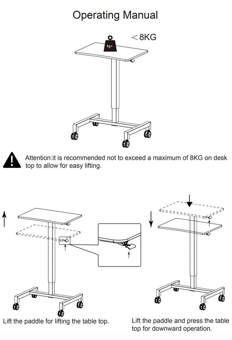 Mobile Laptop Desk Pneumatic Adjustable Desktop Desk