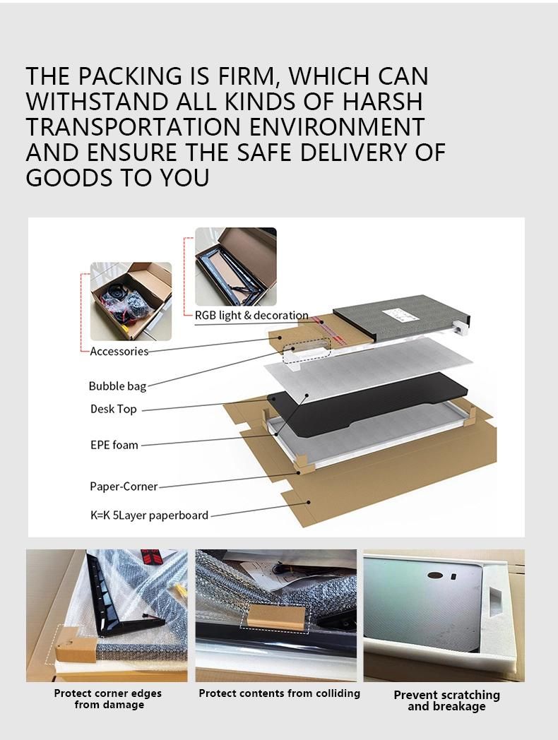 Aor Esports Customizes Furniture RGB LED Light Bedroom Student Laptop Desktop Dormitory Study Computer Table Gamer Competitive Chair Gaming Desk for Home Office