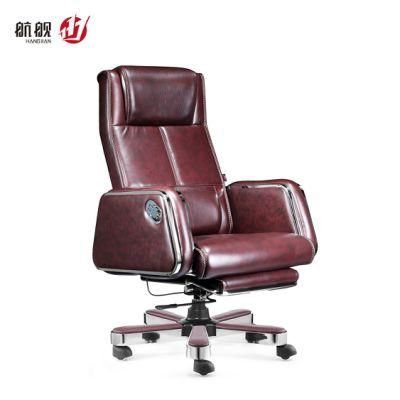 360 Swivel CEO Luxury Leather Office Chair for President Boss with Footrest