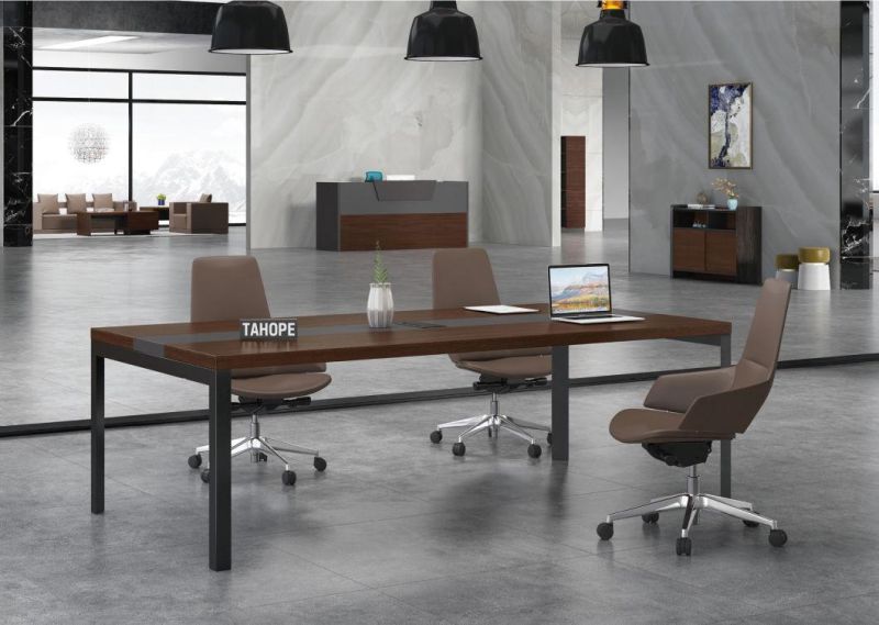 Foshan Luxury Modular Office Furniture Round 6 Person Small Wooden Meeting Room Table