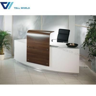 White Round Modern Curved Beauty Salon Reception Desk