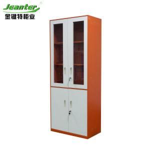 Knock Down Design Office Two Door Glass Cupboard Display Steel File Cabinet Furniture