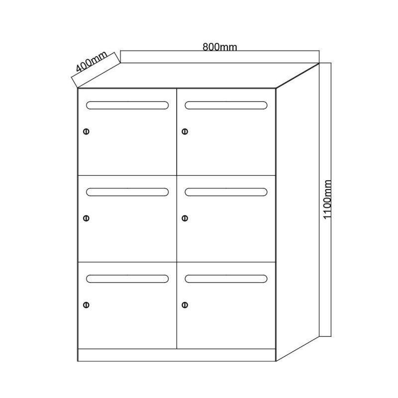 New Product 3mm Edge Design 6 Door Storage Cabinet with Slot on Door