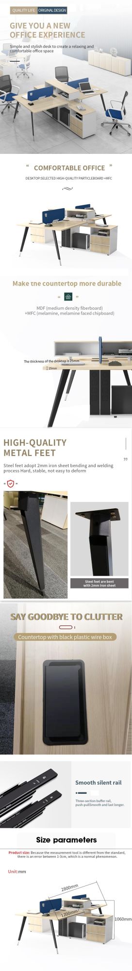 Fashion Simple Office Desk Saving Space Customized Office Workstation