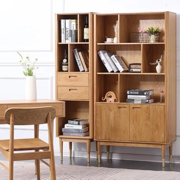 Nordic Oak Storage Shelf Small Apartment Bookshelf
