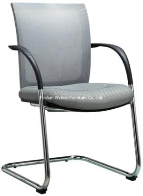 with PP Fixed Arms 25mm Tube 1.8mm Thickness Chrome Bow Frame Nylon Back Cover PP Seat Cover Meeting Room Chair