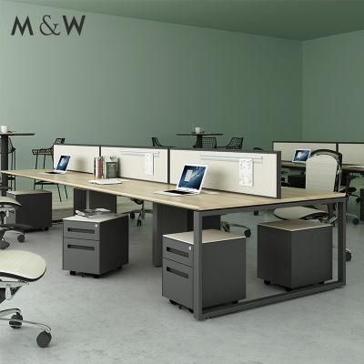 Standard Specifications Metal Leg Wooden Table Top 6 People Office Desks Workstations with Desk Screen