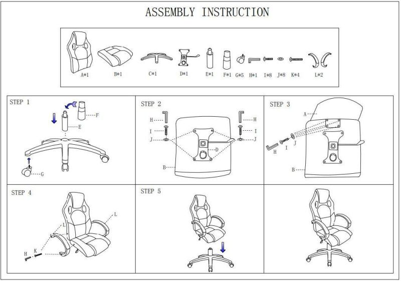 Ergonomic Design Home Decor Leather Executive Adjustable Gaming Chair