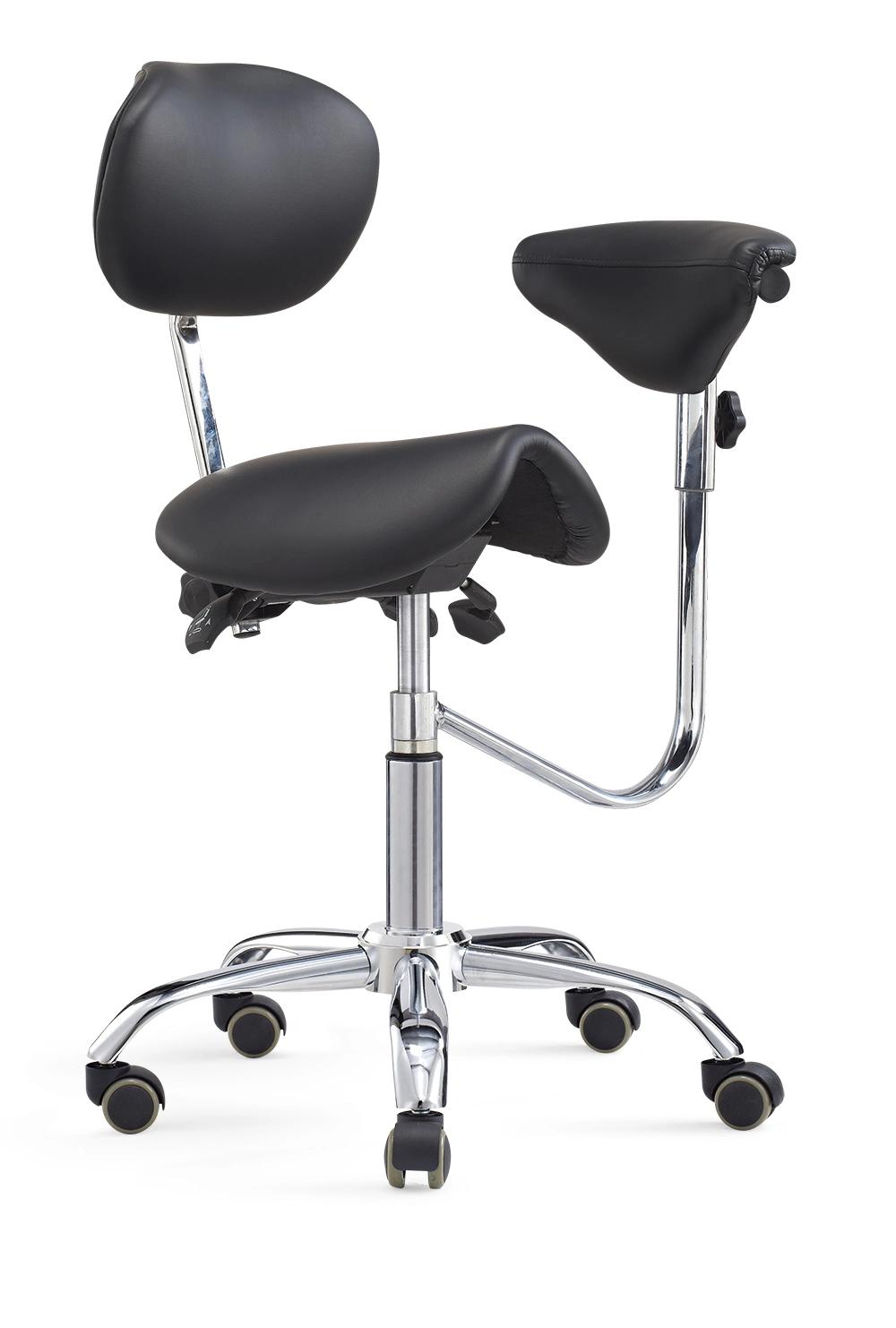 Ergonomic Saddle Seat Medical Chair Dental Assistant Stool with Adjustable Backrest Armrest