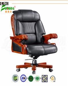 Swivel Leather Executive Office Chair with Solid Wood Foot (FY9106)