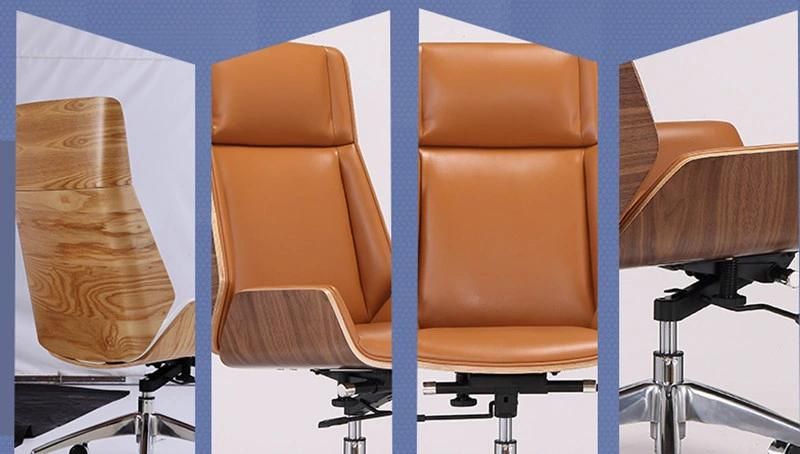 Ergonomic High Back Leather Office Chair / Modern Swivel Computer Office Furniture Chairs