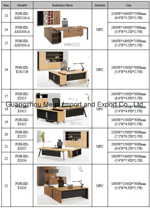 White L-Shape Office Executive Table Set (FOH-ED-M2420)