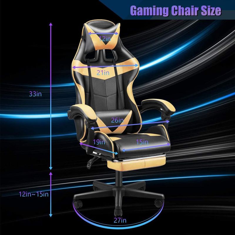 Gaming Chair Black Leather 360 Swivel Ergonomic PU Chair