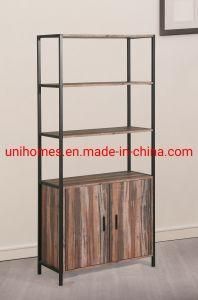 3 Tier Rustic Wood Bookcase Modern Standing Metal Frame Bookshelf for Living Room