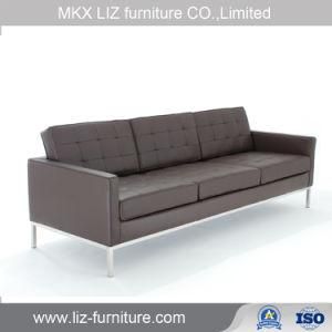 Modern Barcelona Style Metal Frame Office Leather Sofa Couch (S1662)