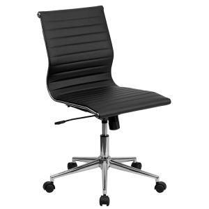 Home Office Furniture MID-Back Ribbed Leather Swivel Conference Chair Black (LSB-03)