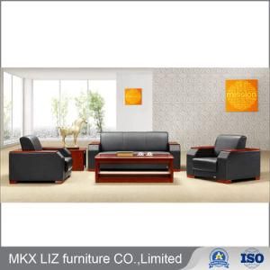 Chinese Manufacturer Office Furniture Wood Frame Genuine Leather Sofa (S926)