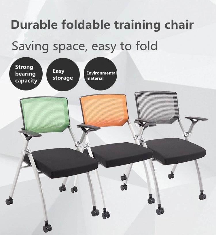 Folding Office Chair with Wheels Meeting Room Training Chair