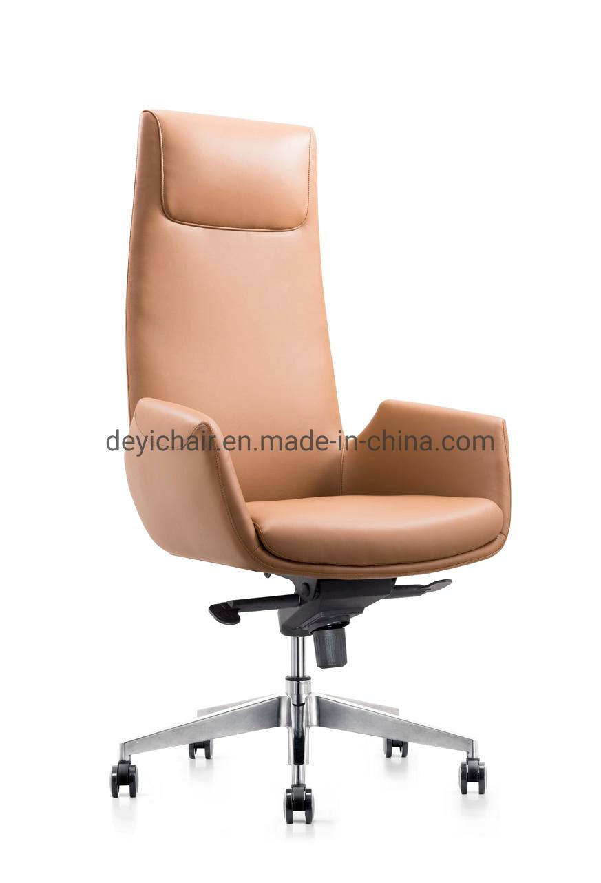 340mm Aluminum Base PU Castor Chromed Finished Gas Lift PU/Leather Upholstery for Seat and Back High Back Style Chair