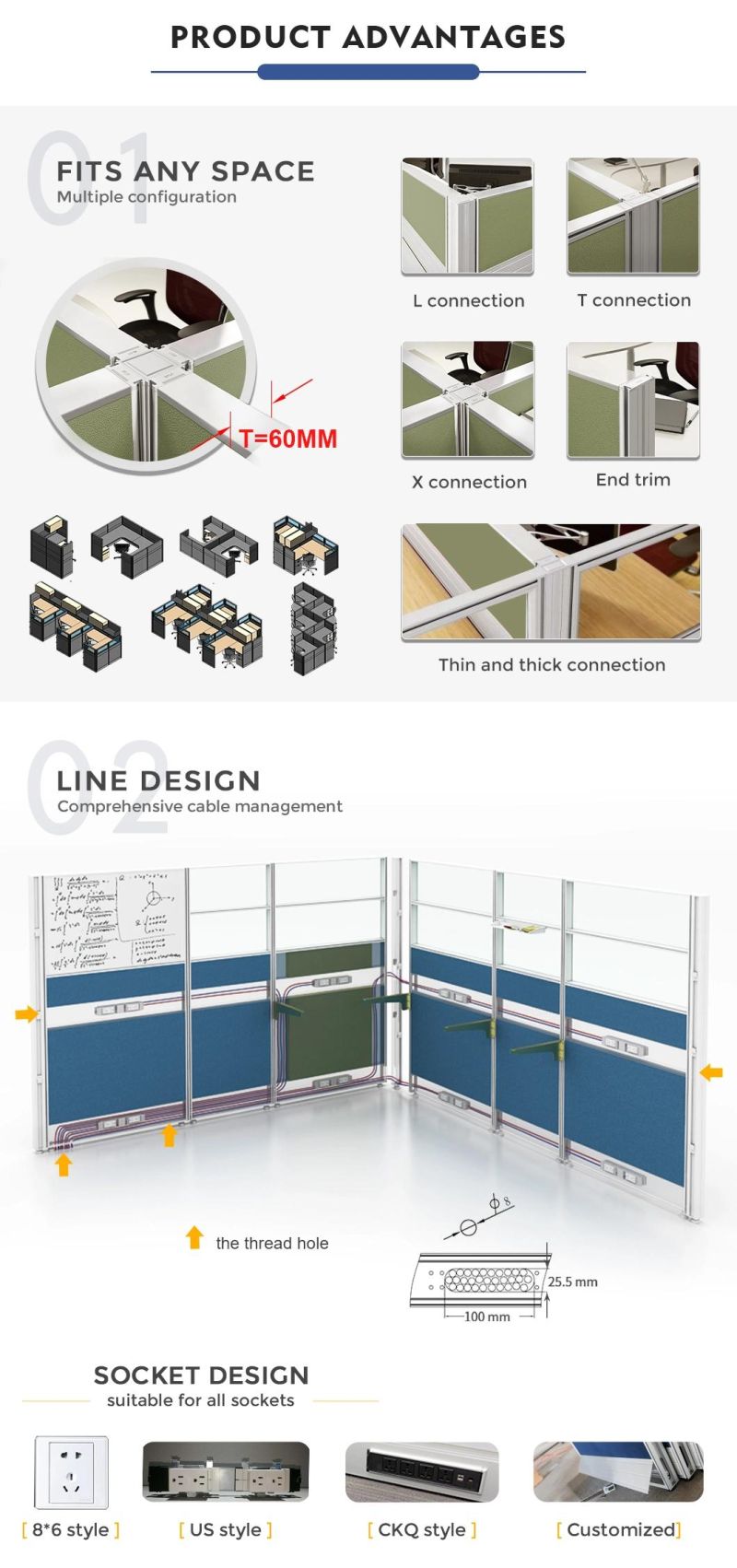 Reliable Quality Modern Style Office Computer Corner Combination Workstation