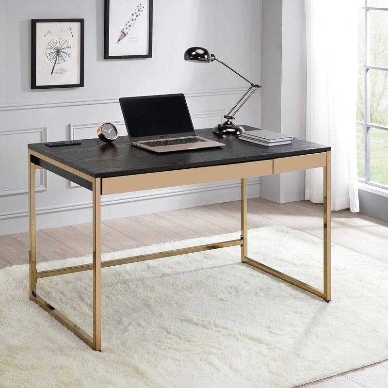Nordic Light Luxury Computer Desk Wrought Iron Gold Writing Desk