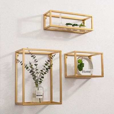 New Product Wall Shelf Creative Golden Iron Art Shelf for Clothing Store 0584