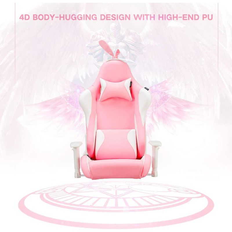 Gaming Chair Pink Cute Girl-Friendly Office Swivel Leather Chair