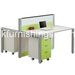 Double Seat Glass Partition Office Computer Table