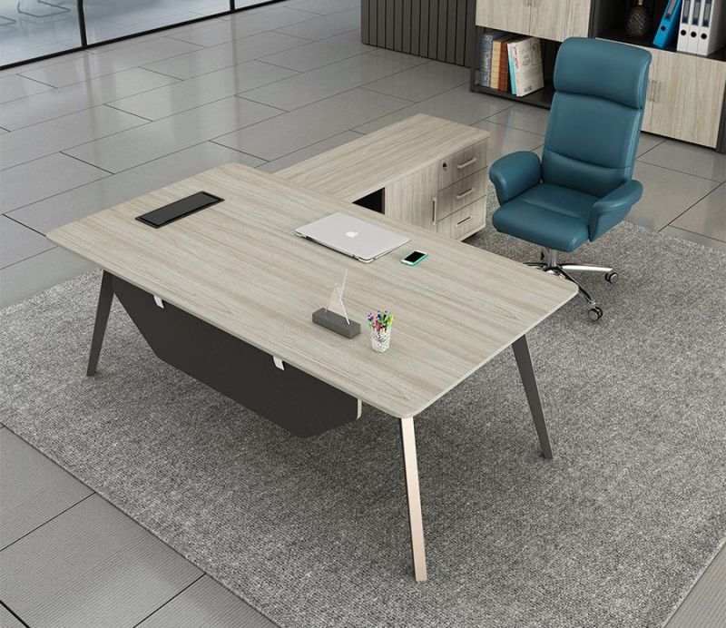 Flexible Modern Melamine Executive Office Desk with Mobile Pedestal