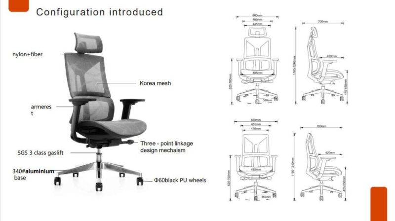 Ergonomic Executive Office Chair with Headrest Ergonomic Swivel Chair Mesh Office Furniture Office Furniture Factory Directly Mesh Task Executive Modern Meeting