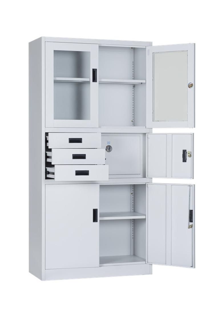 Steel 3 Drawer Swing Glass Door File Cabinet