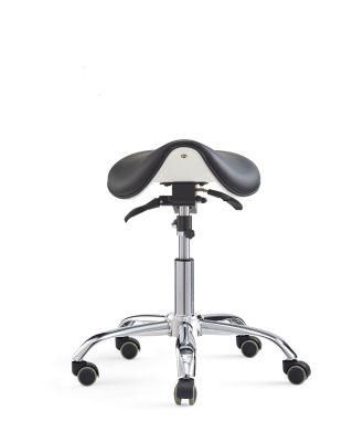Salon Dental Hygienist Rolling Dentist Clinical Stool Adjustable Saddle Stool Tilt Backless Chair with Wheels