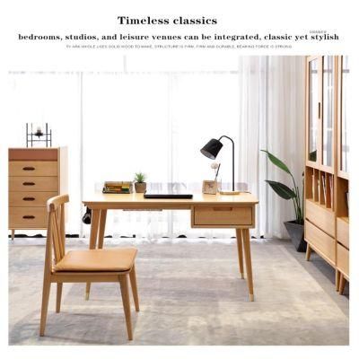 Solid Wood Desk Computer Desk Nordic Beech Light Luxury Study Furniture Amaw-0049