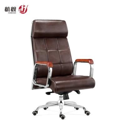High Back Reclining Boss Chair Leather Executive Chair Aluminum Alloy Armrest Office Chair