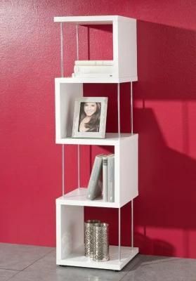 Adjustable White Decoration Wooden Bookshelf with 4 Tiers