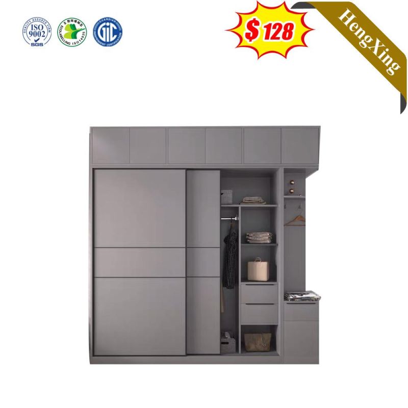 Modern Design Classic Wholesale Bedroom Hotel Furniture Light Grey Color Sliding-Door Storage Wardrobe with Drawers