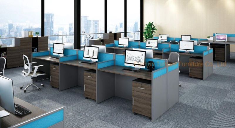 Modern Office Melamine Partition Straight Appearence 6 Person Staff Workstation