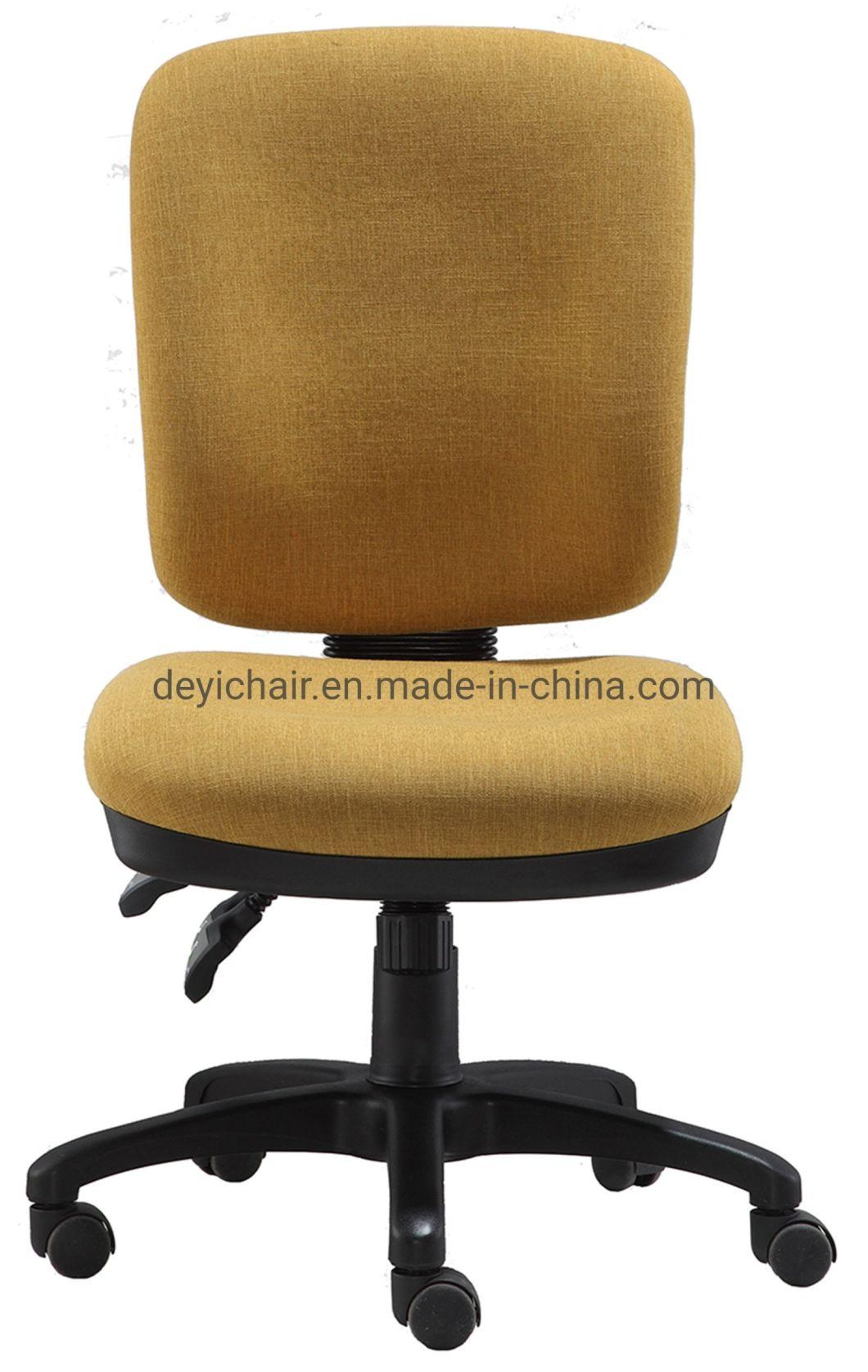 MID Back Office Furniture Without Armrest Nylon Base Fabric Seat and Back 3 Lever Heavy Duty Mechanism Office Chair