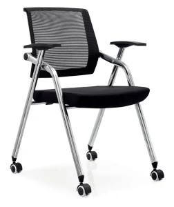 Black New Design Office Furniture Study Student Training Chair with Rollers
