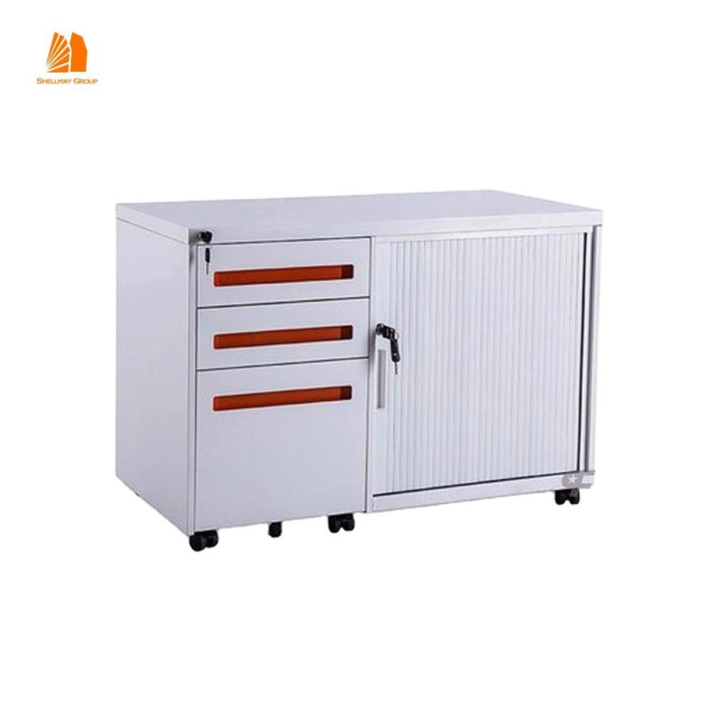 Mobile Caddy Office Storage Filing Cabinet with Tambour Door Cabinet