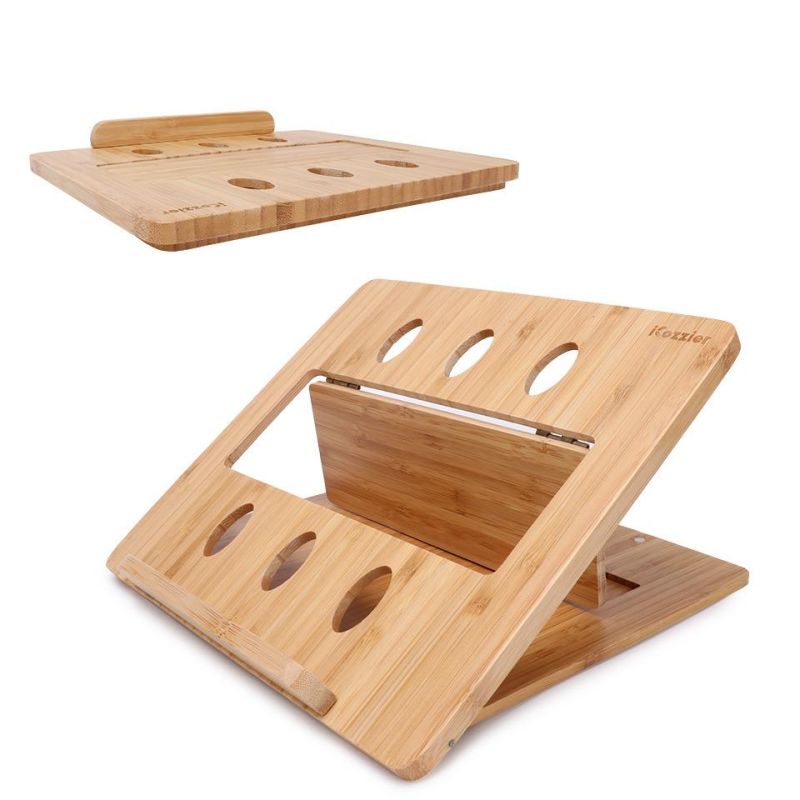 Natural Bamboo Adjustable Folding Bed Table Laptop Desk