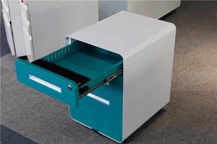Short Locking Mobile Steel Filing Cabinet on Wheels