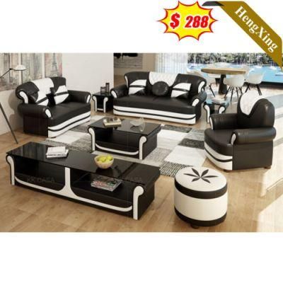 Black and White Color Classic Home Furniture Living Room Sofas PU Leather 1+2+3 Seat Sofa Set