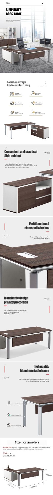 New Aluminium Desktop Office Furniture L-Shaped Desk CEO Office Table